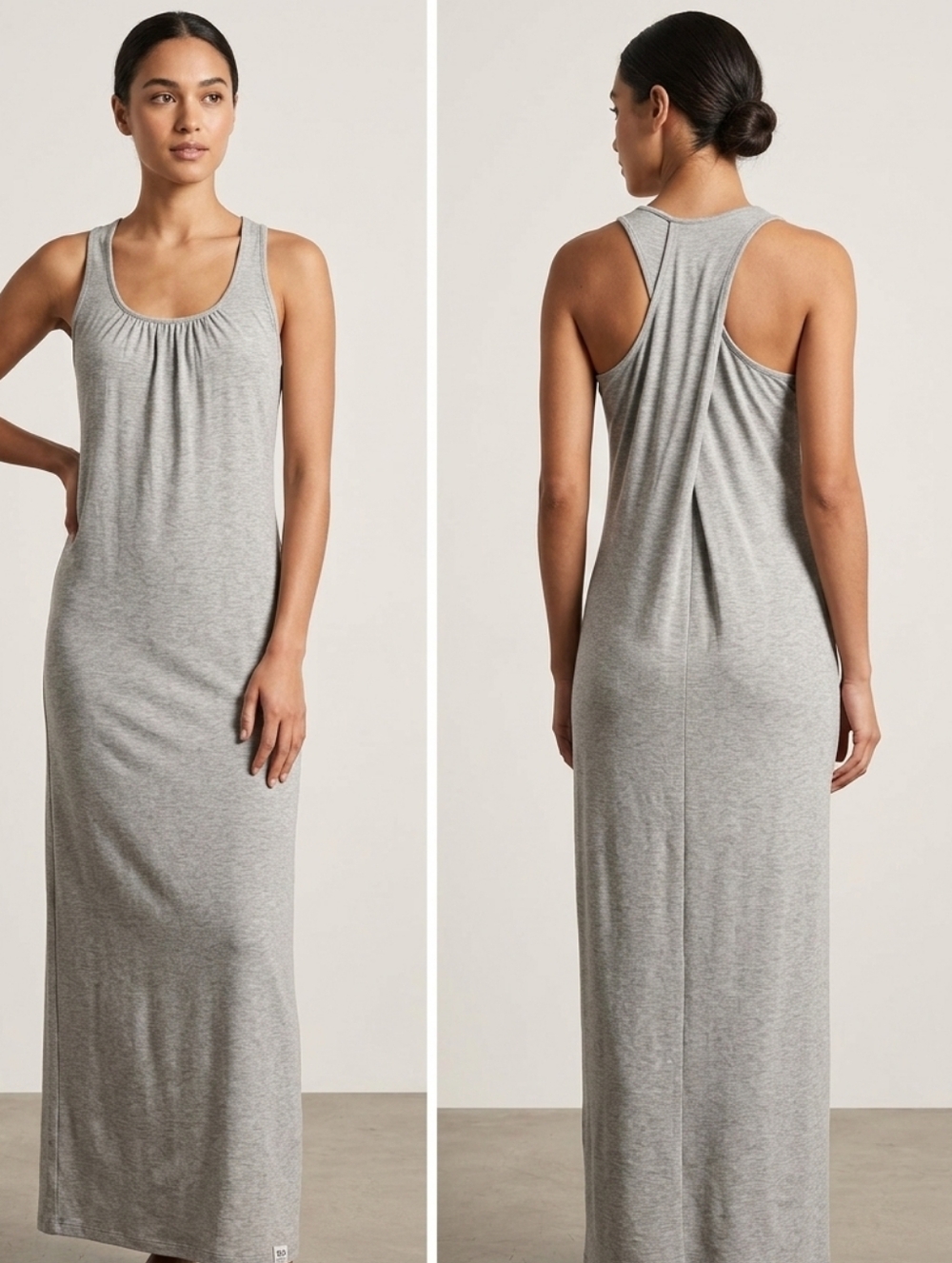 Gray Sleeveless Maxi Dress - Classic Everyday Style With Pockets Small